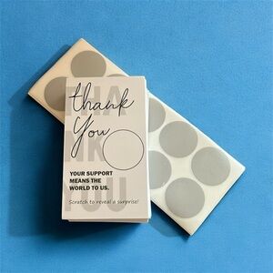 Scratch Off Sticker Thank You Cards with customizable message, 50 pcs